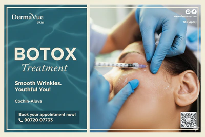 Dermatologist-led Botox injection with named toxin brand and unit-by-area dosing at DermaVue Kochi, Aluva